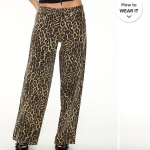 Leopard Print straight leg jeans